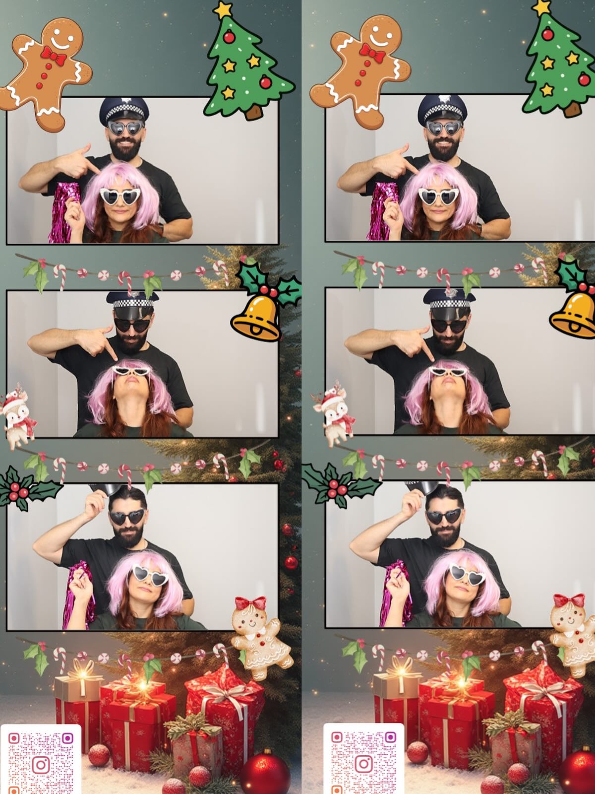 A couple celebrating their wedding in pixelated and heart-shaped sunglasses